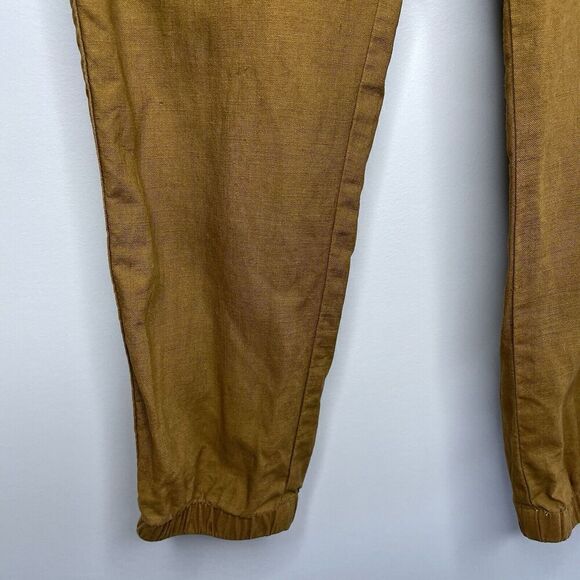 ATHLETA Cabo Jogger Women 2 Mustard Brown 100% Linen Drawstring Hiking - Picture 3 of 8